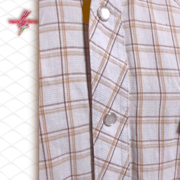 Vintage Western Plaid Snap Front short Sleeve Shirt, Large - Picture 2 of 6